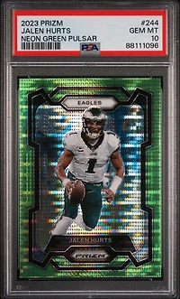 2023 Panini Prizm 244 Jalen Hurts Neon Green Pulsar PSA 10