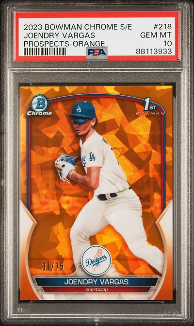 2023 Bowman Chrome Sapphire Edition Prospects 218 Joendry Vargas PSA 10