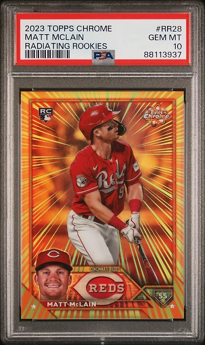 2023 Topps Chrome Radiating Rookies Rr28 Matt Mclain PSA 10