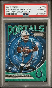 2023 Panini Prizm Portals Po5 Anthony Richardson Green Wave PSA 10