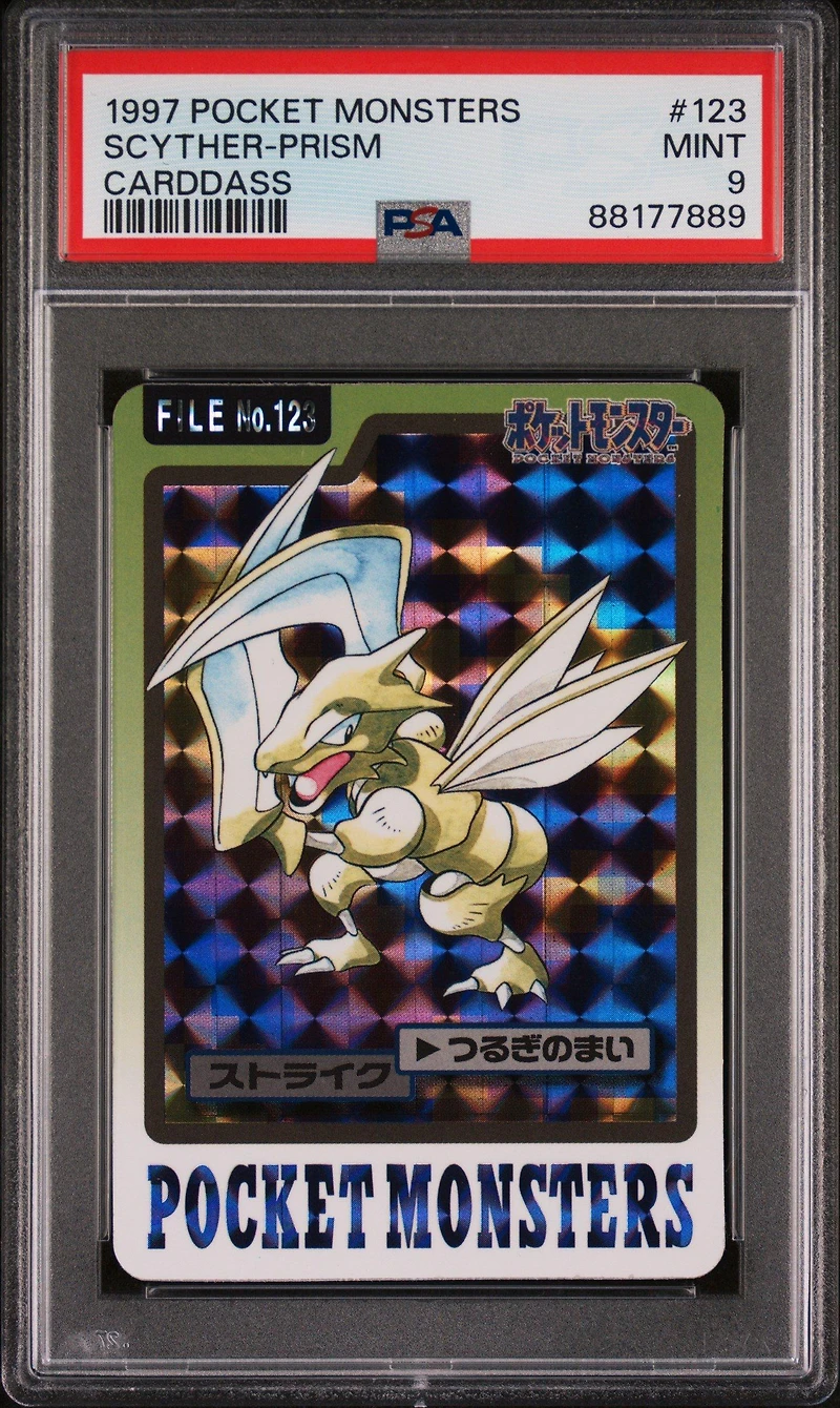 1997 Pocket Monsters Carddass 123 Scyther-prism PSA 9