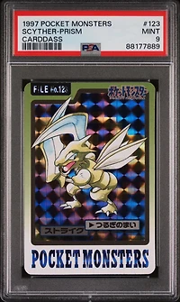 1997 Pocket Monsters Carddass 123 Scyther-prism PSA 9