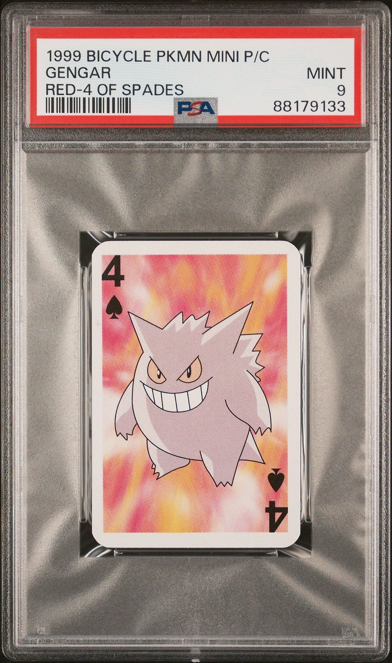 1999 Bicycle Pokemon Mini Playing Cards Red Deck  Gengar 4 Of Spades PSA 9