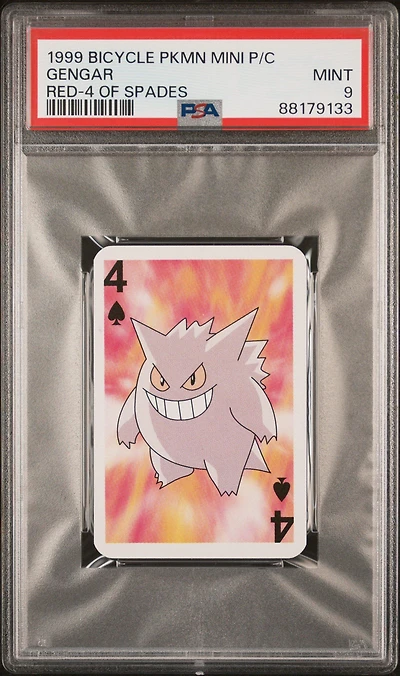 1999 Bicycle Pokemon Mini Playing Cards Red Deck  Gengar 4 Of Spades PSA 9