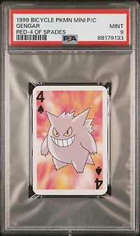 1999 Bicycle Pokemon Mini Playing Cards Red Deck  Gengar 4 Of Spades PSA 9