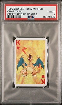 1999 Bicycle Pokemon Mini Playing Cards Green Deck Charizard King Of Hearts PSA 9