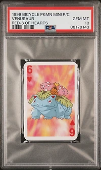 1999 Bicycle Pokemon Mini Playing Cards Red Deck  Venusaur 6 Of Hearts PSA 10