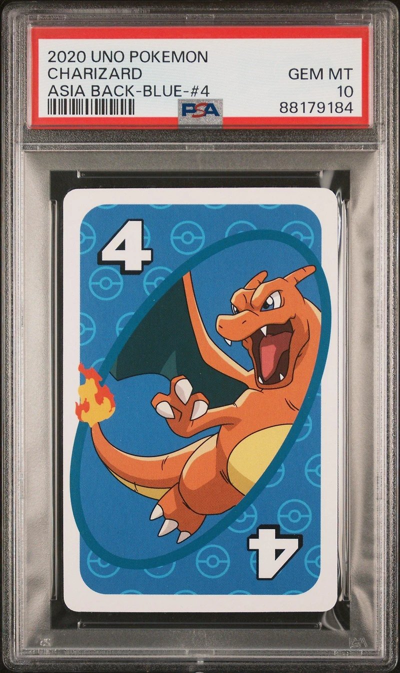2020 Uno Pokemon Charizard Asia Back-blue-#4 PSA 10
