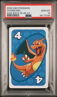 2020 Uno Pokemon Charizard Asia Back-blue-#4 PSA 10
