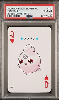 2000 Pokemon Silver Version Playing Cards 174 Igglybuff Queen Of Hearts PSA 10
