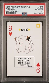 1998 Pokemon Blue Version Playing Cards 035 Clefairy 9 Of Hearts PSA 10