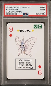 1998 Pokemon Blue Version Playing Cards 049 Venomoth 9 Of Diamonds PSA 9