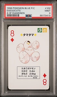 1998 Pokemon Blue Version Playing Cards 102 Exeggcute 8 Of Diamonds PSA 9