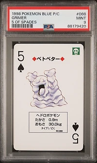 1998 Pokemon Blue Version Playing Cards 088 Grimer 5 Of Spades PSA 9