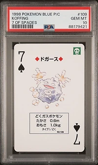 1998 Pokemon Blue Version Playing Cards 109 Koffing 7 Of Spades PSA 10