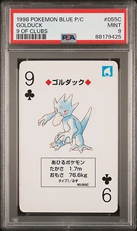 1998 Pokemon Blue Version Playing Cards 055c Golduck 9 Of Clubs PSA 9