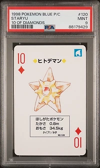 1998 Pokemon Blue Version Playing Cards 120 Staryu 10 Of Diamonds PSA 9