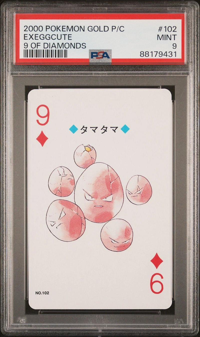 2000 Pokemon Gold Version Playing Cards 102 Exeggcute 9 Of Diamonds PSA 9