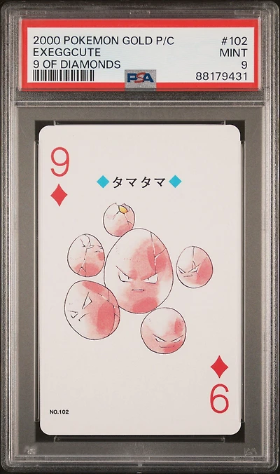 2000 Pokemon Gold Version Playing Cards 102 Exeggcute 9 Of Diamonds PSA 9