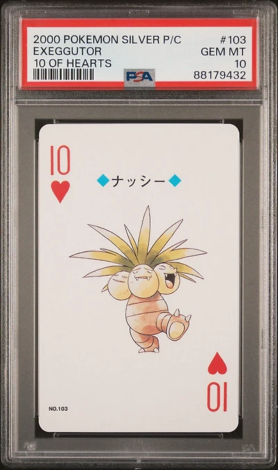 2000 Pokemon Silver Version Playing Cards 103 Exeggutor 10 Of Hearts PSA 10