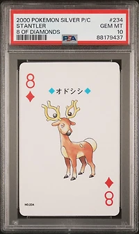 2000 Pokemon Silver Version Playing Cards 234 Stantler 8 Of Diamonds PSA 10