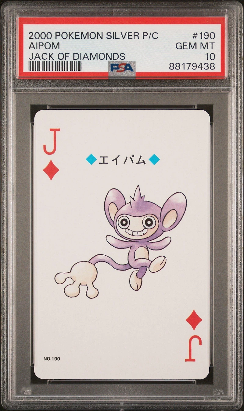 2000 Pokemon Silver Version Playing Cards 190 Aipom Jack Of Diamonds PSA 10