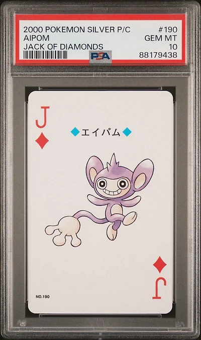 2000 Pokemon Silver Version Playing Cards 190 Aipom Jack Of Diamonds PSA 10