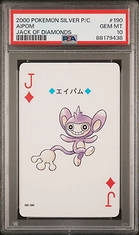 2000 Pokemon Silver Version Playing Cards 190 Aipom Jack Of Diamonds PSA 10