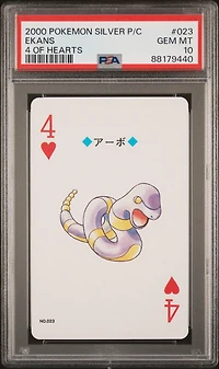 2000 Pokemon Silver Version Playing Cards 023 Ekans 4 Of Hearts PSA 10