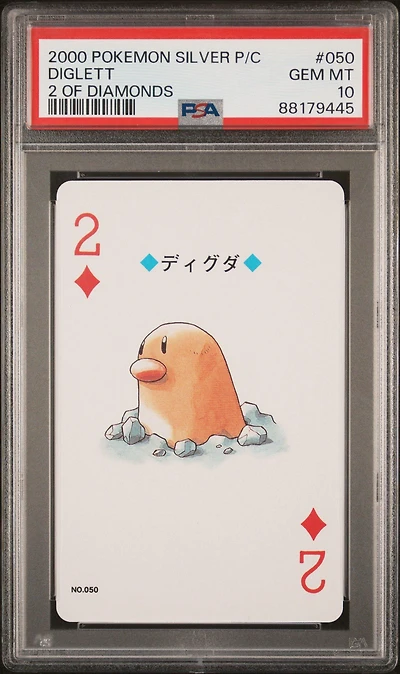 2000 Pokemon Silver Version Playing Cards 050 Diglett 2 Of Diamonds PSA 10