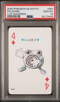 2000 Pokemon Silver Version Playing Cards 061 Poliwhirl 4 Of Diamonds PSA 10