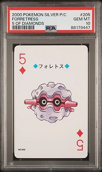 2000 Pokemon Silver Version Playing Cards 205 Forretress 5 Of Diamonds PSA 10
