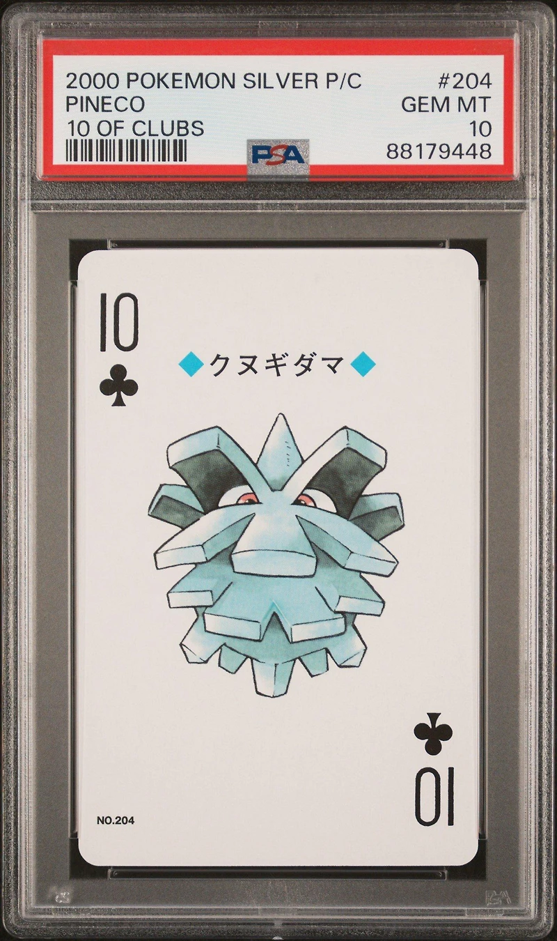 2000 Pokemon Silver Version Playing Cards 204 Pineco 10 Of Clubs PSA 10