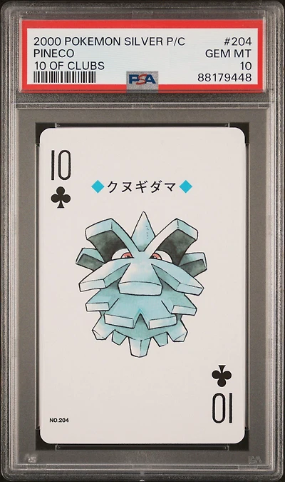 2000 Pokemon Silver Version Playing Cards 204 Pineco 10 Of Clubs PSA 10