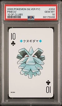 2000 Pokemon Silver Version Playing Cards 204 Pineco 10 Of Clubs PSA 10