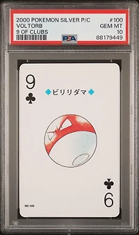 2000 Pokemon Silver Version Playing Cards 100 Voltorb 9 Of Clubs PSA 10