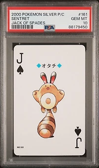 2000 Pokemon Silver Version Playing Cards 161 Sentret Jack Of Spades PSA 10