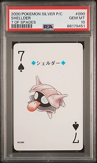 2000 Pokemon Silver Version Playing Cards 090 Shellder 7 Of Spades PSA 10