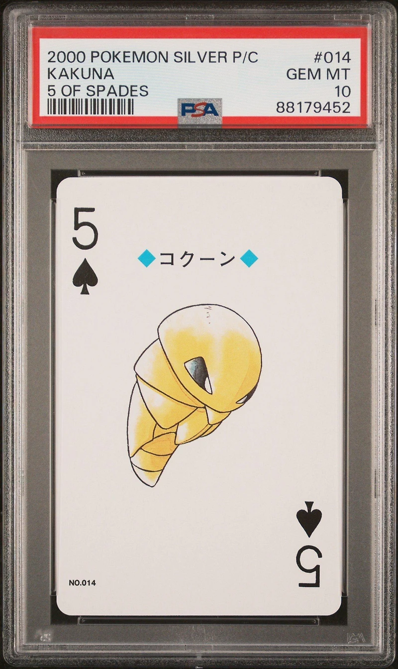 2000 Pokemon Silver Version Playing Cards 014 Kakuna 5 Of Spades PSA 10