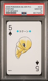 2000 Pokemon Silver Version Playing Cards 014 Kakuna 5 Of Spades PSA 10