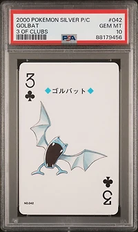 2000 Pokemon Silver Version Playing Cards 042 Golbat 3 Of Clubs PSA 10