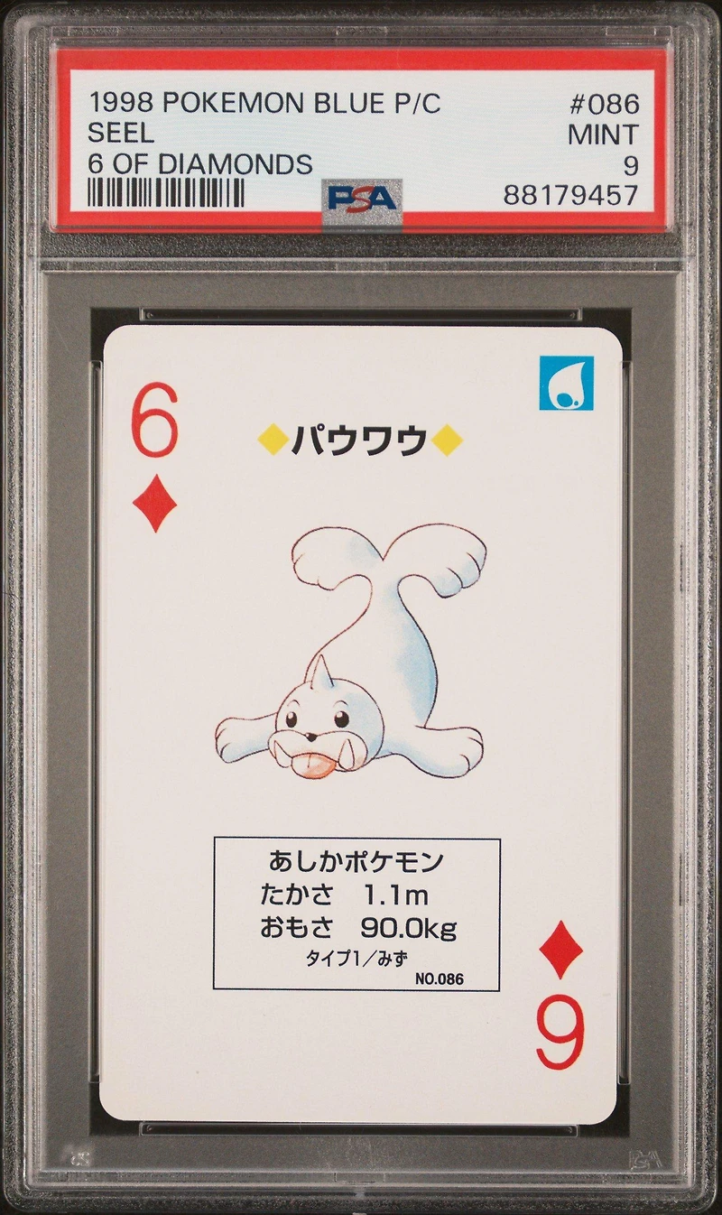 1998 Pokemon Blue Version Playing Cards 086 Seel 6 Of Diamonds PSA 9