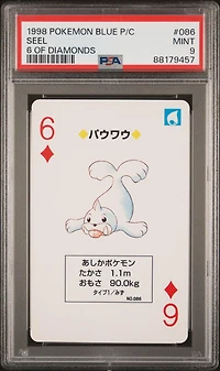 1998 Pokemon Blue Version Playing Cards 086 Seel 6 Of Diamonds PSA 9