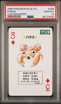 1998 Pokemon Blue Version Playing Cards 046 Paras 3 Of Diamonds PSA 10