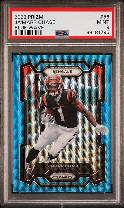 2023 Panini Prizm 56 Ja'marr Chase Blue Wave PSA 9