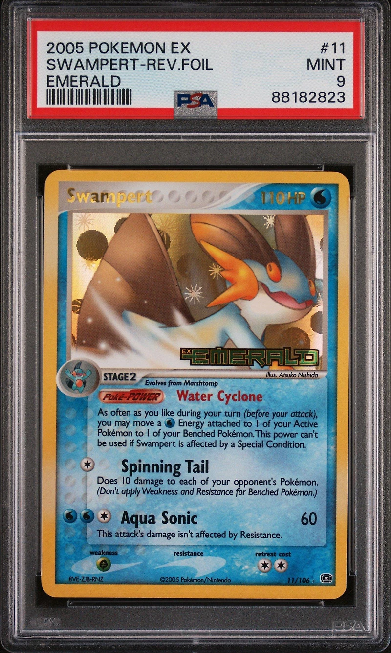 2005 Pokemon Ex Emerald 11 Swampert-reverse Foil PSA 9