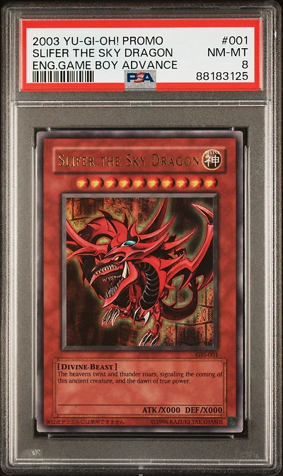 2003 Yu-gi-oh! Promo 001 Slifer The Sky Dragon English Game Boy Advance PSA 8