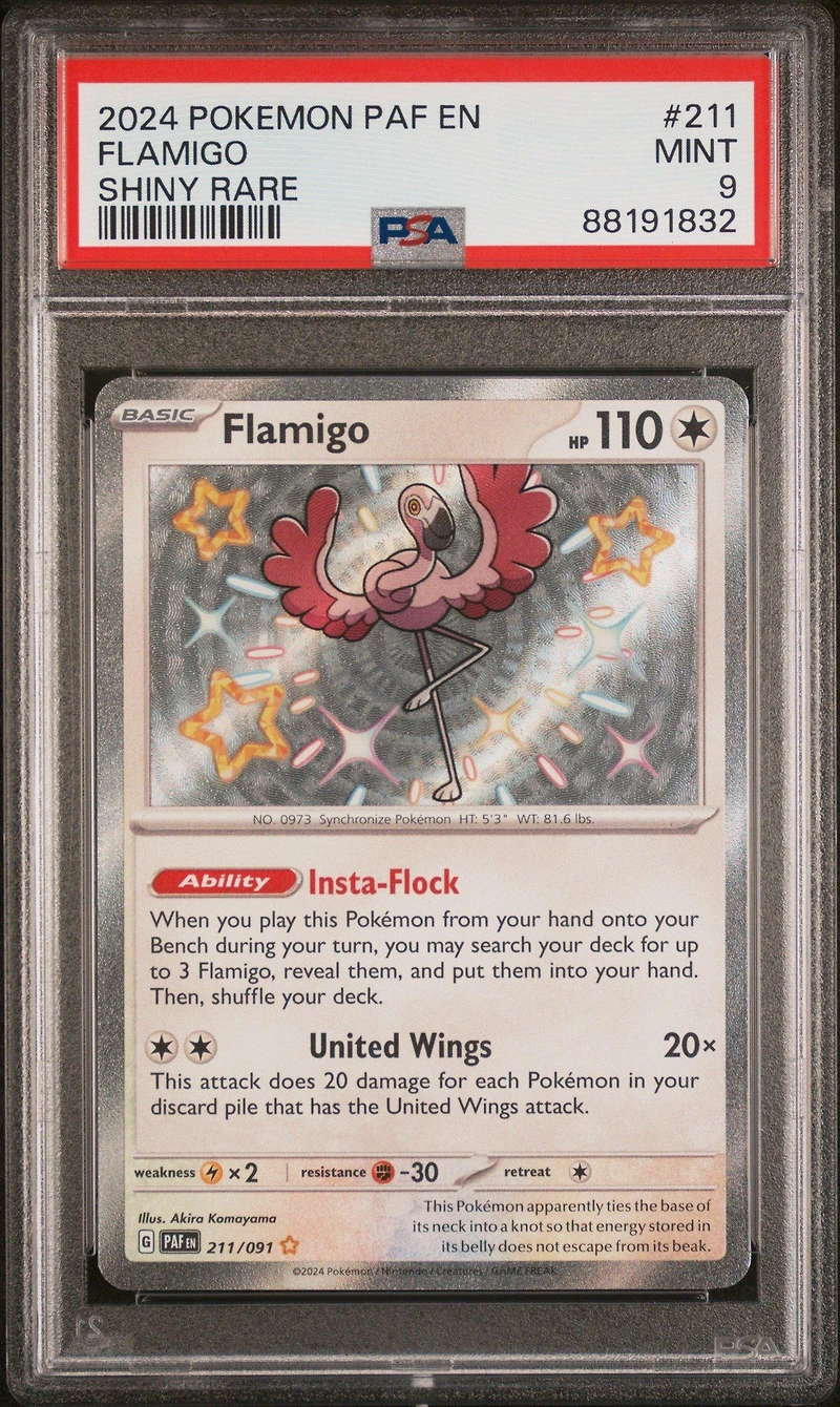 2024 Pokemon Paf En-paldean Fates 211 Flamigo Shiny Rare PSA