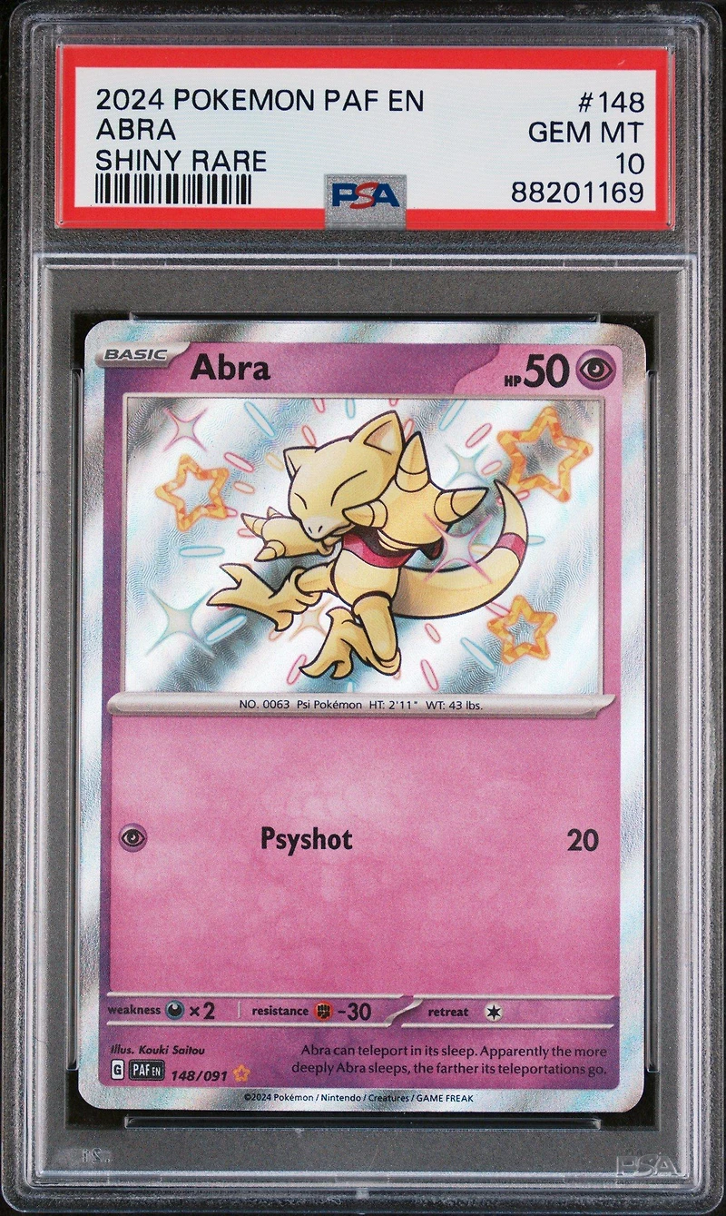 2024 Pokemon Paf En-paldean Fates 148 Abra Shiny Rare PSA 10
