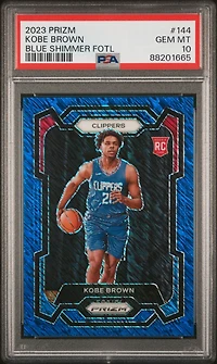 2023 Panini Prizm 144 Kobe Brown Blue Shimmer Fotl PSA 10